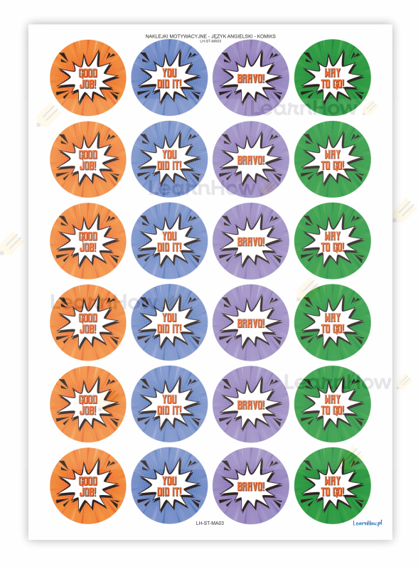 Naklejki motywacyjne po angielsku komiks, komiksowe naklejki angielski.png