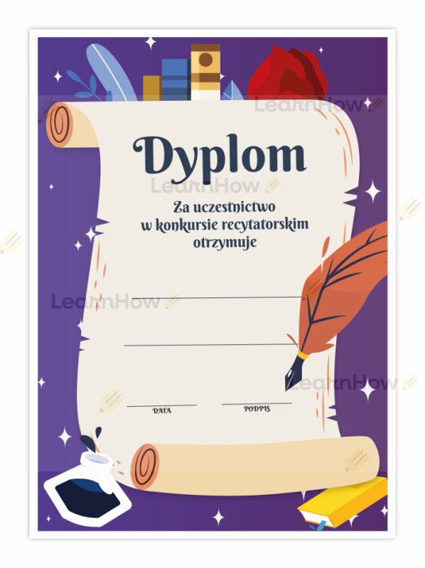 Dyplom konkurs recytatorski - konkurs recytatorski dla dzieci pióro.png
