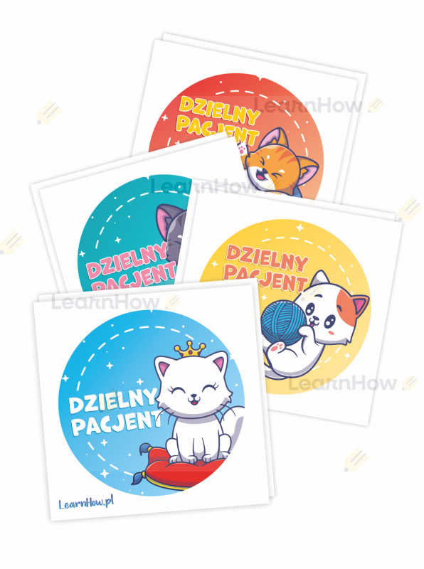 Dyplom dzielnego pacjenta kotki - małe naklejki pocięte dla dzieci - koty.png