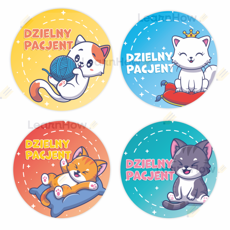 Dzielny pacjent zestaw naklejek dla dzieci kotki.png