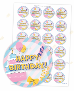 NAKLEJKI URODZINOWE - HAPPY BIRTHDAY! 01 (24 szt., 40mm) 