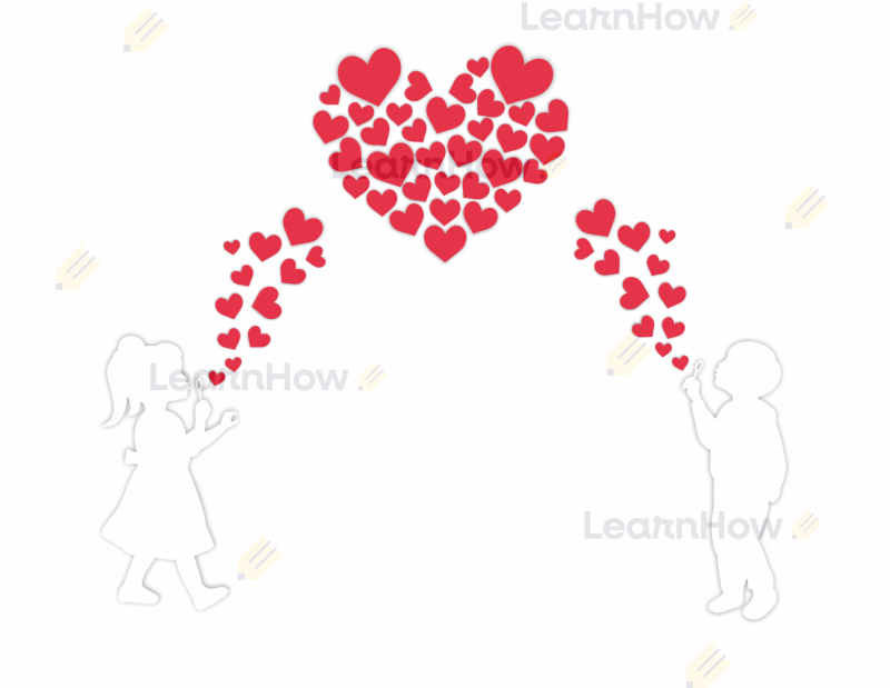 Dekoracja serca i dzieci dmuchające bańki, dekoracja walentynki, dzień babci i dziadka, dzień mamy i taty.png