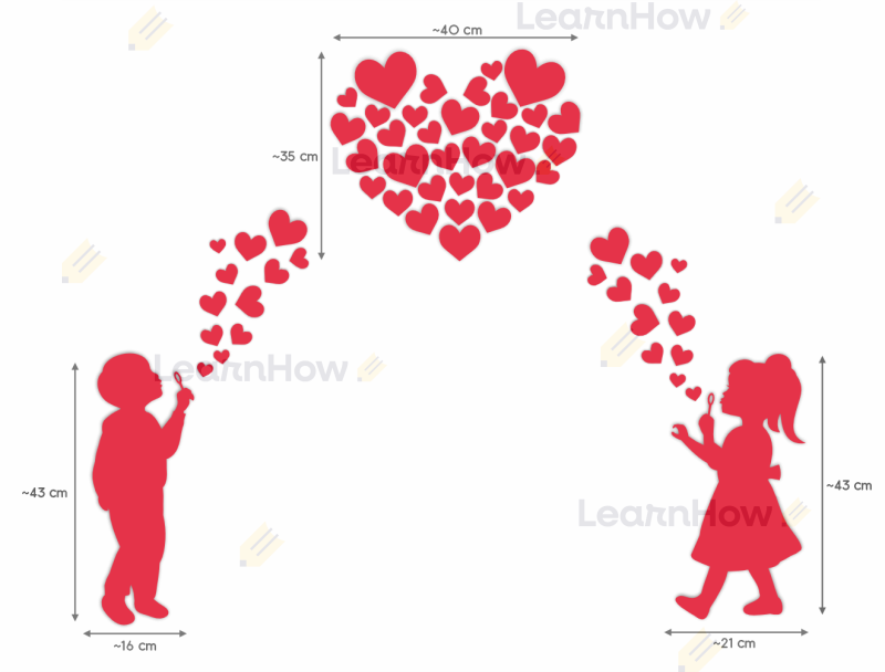DUŻA Dekoracja serca i dzieci dmuchające bańki, dekoracja walentynki, dzień babci i dziadka, dzień mamy i taty.png