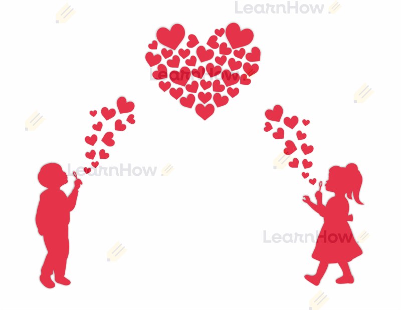 Ozdoba Dekoracja serca i dzieci dmuchające bańki, dekoracja walentynki, dzień babci i dziadka, dzień mamy i taty.png