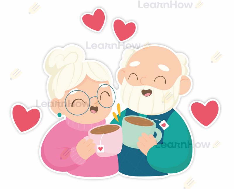 Dekoracja dzień babci i dziadka, przytuleni dziadkowie, duża dekoracja z okazji dnia babci i dziadka.png