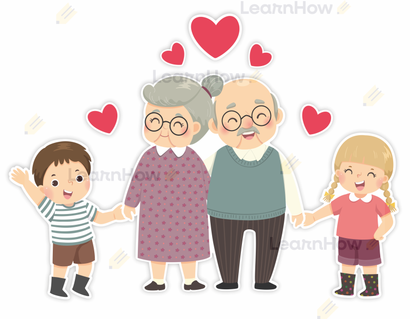 Przytulający się dziadkowie dekoracja, duża dekoracja dziadki i wnuczki, wnuczkowie, dzień babci i dziadka.png