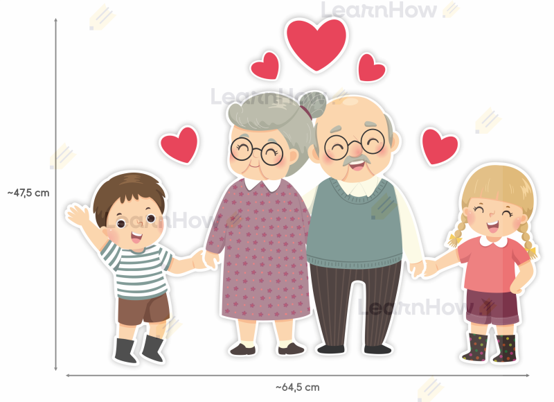 Dzień babci i dziadka dekoracja, dziadkowie i wnuczkowie duża dekoracja dzień babci i dziadka.png