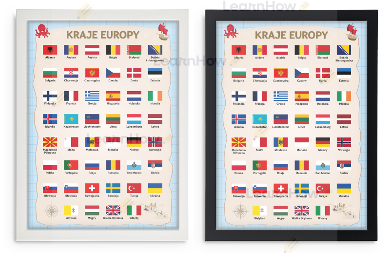 Ramki kraje europy, flagi państw w europie plakat.png