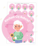 NAKLEJKI DZIEŃ BABCI - KOCHAM CIĘ BABCIU! (24 sztuk, 40mm) 