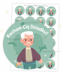 NAKLEJKI DZIEŃ DZIADKA - KOCHAM CIĘ DZIADKU! (24 sztuk, 40mm)  
