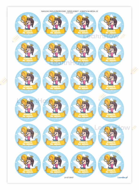 kobieta na medal - naklejki dzień kobiet - 40 mm naklejki dla dziewczynek.png