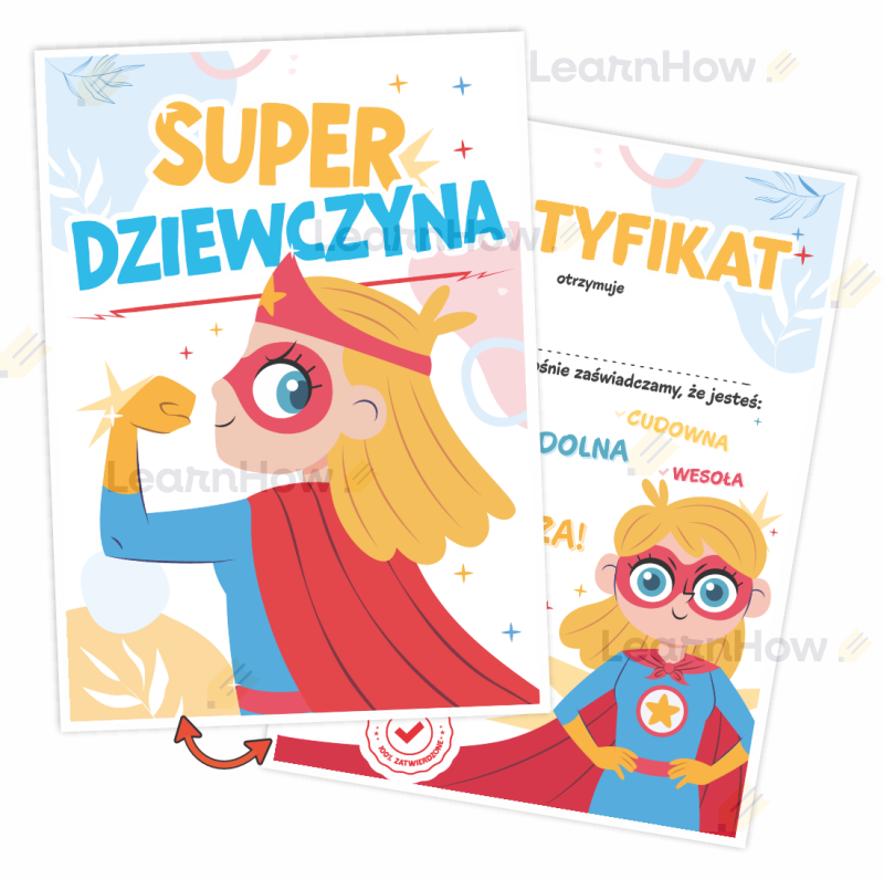 Dzień kobiet - certyfikat super dziewczyny - dyplom na dzień kobiet mały dwustronny a5.png