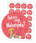 NAKLEJKI WALENTYNKOWE - BĘDZIESZ MOJĄ WALENTYNKĄ? (24 sztuk, 40mm) 