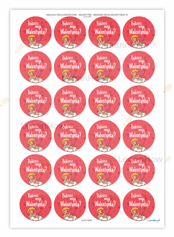 Będziesz moją walentynką, naklejki walentynkowe kupidyn Walentynki.png