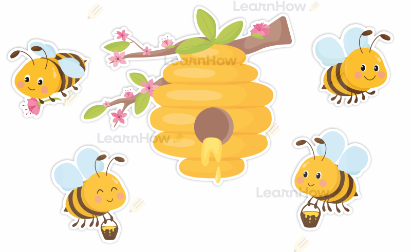 wiosna - dekoracja wiosenna - pszczółki i ul na gałęzi - pszczoły wiosenna, kwiatki.png