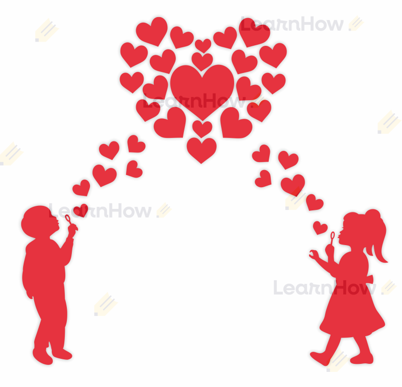 Dekoracja z sercami - dzieci dmuchające serca - serca bańki - szkolne przedstawiania uroczystości.png