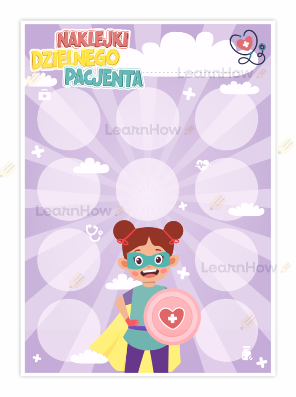 Dziewczynka karta motywacyjna naklejki dzielnego pacjenta- naklejki dzielny pacjent karta na naklejki.png