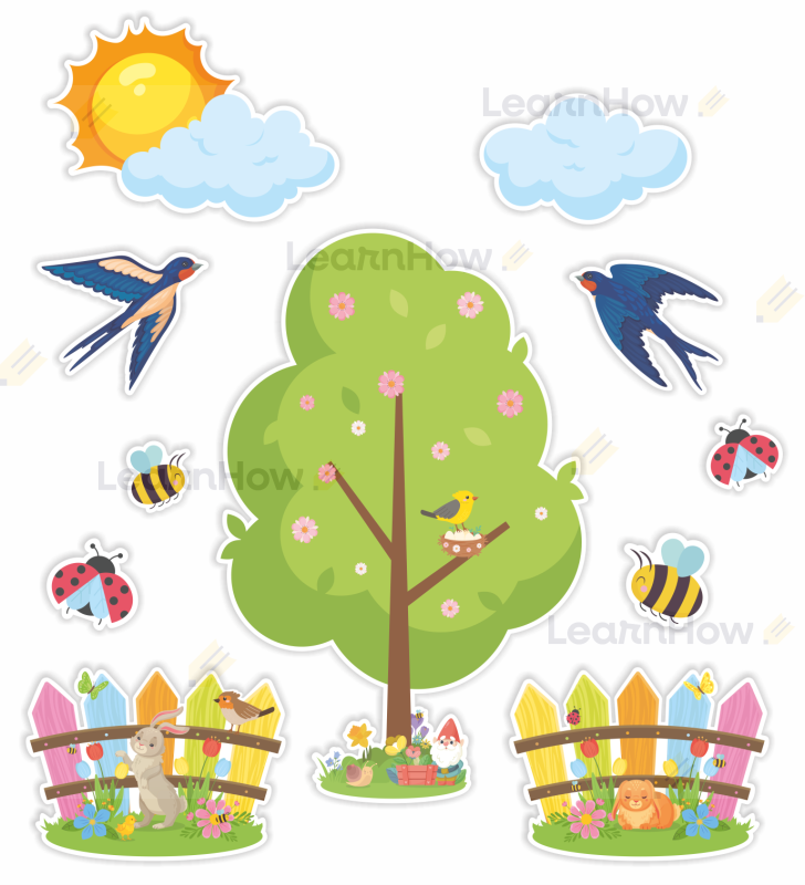 krajobraz na okno do szkoły przedszkola żłobka - wycinane dekoracja dwustronne wiosna - ozdoby wiosenne.png