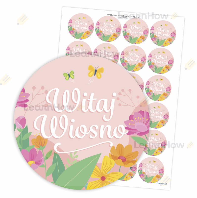 Naklejki na przywitanie wiosny - kwiatki różowe - witaj wiosno - naklejki dekoracyjne.png