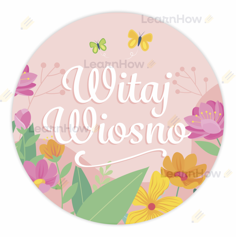 Naklejki na przywitanie wiosny kwiatki różowe - witaj wiosno - wiosna naklejki dekoracyjne.png