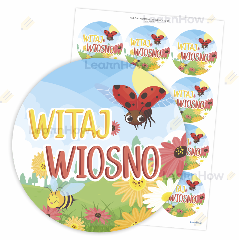 Przywitanie wiosny - duże naklejki - witaj wiosno - natura, biedronki, pszczółki  - dekoracyjne naklejki wiosna.png