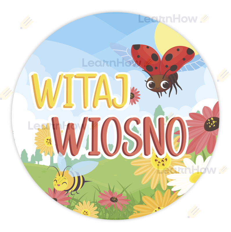 Przywitanie wiosny, duże naklejki witaj wiosno - biedronki, pszczółki  - dekoracyjne naklejki wiosna.png