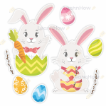 DEKORACJA WIELKANOC - ZAJĄCZKI WIELKANOCNE 03 (~A3, dwustronne)  