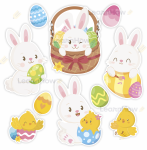DEKORACJA WIELKANOC - ZAJĄCZKI WIELKANOCNE 04 (~A4, dwustronne)  