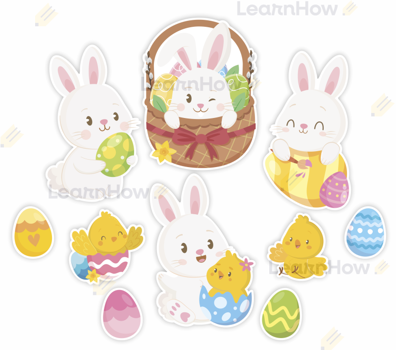 Zajączki wielkanocne a4 - duży zestaw zajączków - zestaw na wielkanoc.png