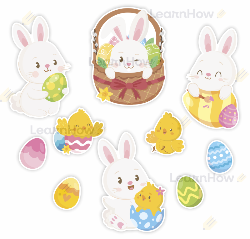 dekoracja wielkanocna - stroik na wielkanoc - zającki na okno dwustronny zestaw.png