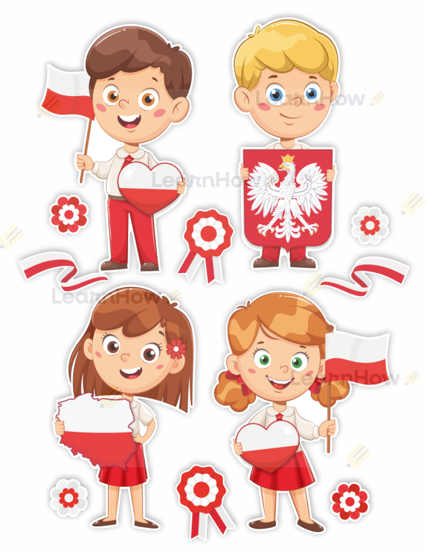 Zestaw dekoracyjny ozdoby na święta patriotyczne dzieci w barwach polski a3.png