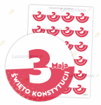 NAKLEJKI PATRIOTYCZNE - 3 MAJA - ŚWIĘTO KONSTYTUCJI (24 sztuk, 40 mm)