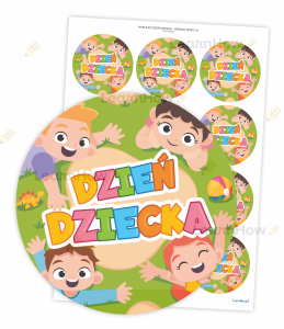 NAKLEJKI DZIEŃ DZIECKA  - WESOŁE DZIECI 01 (24 sztuki, 60mm) 