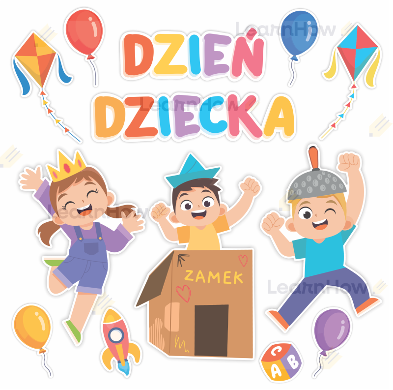 Dzień dziecka - duża wycięta dekoracja a3 wesołe dzieci - napis dzień dziecka duży.png