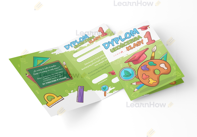 Składany dyplom a4 - zakończenie roku szkolnego - dyplom ukończenia klasy pierwszej.png