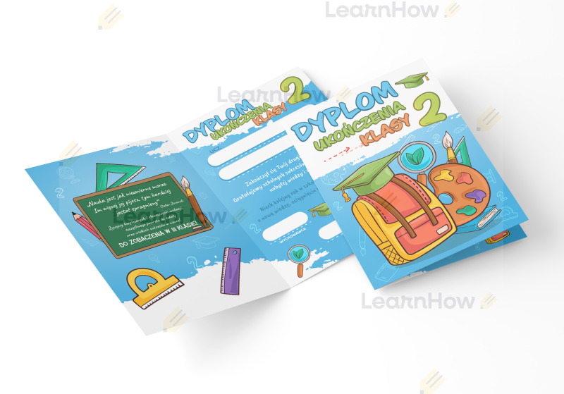Składany dyplom a4 - zakończenie roku szkolnego - dyplom ukończenia klasy drugiej.png