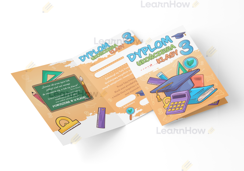 Składany dyplom a4 - zakończenie roku szkolnego - dyplom ukończenia klasy trzeciej.png