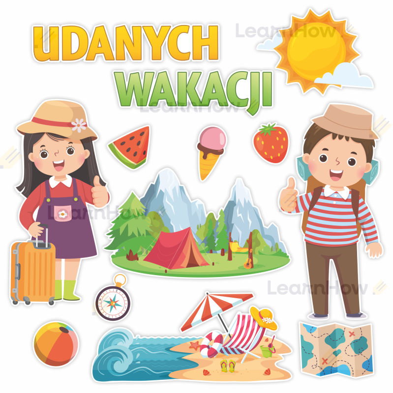 Dekoracja szkolna witajcie wakacjie - udanych wakacji - dekoracja na koniec roku szkolnego.png