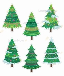 DEKORACJA ZIMOWA ŚWIĄTECZNA - CHOINKI (jednostronne)