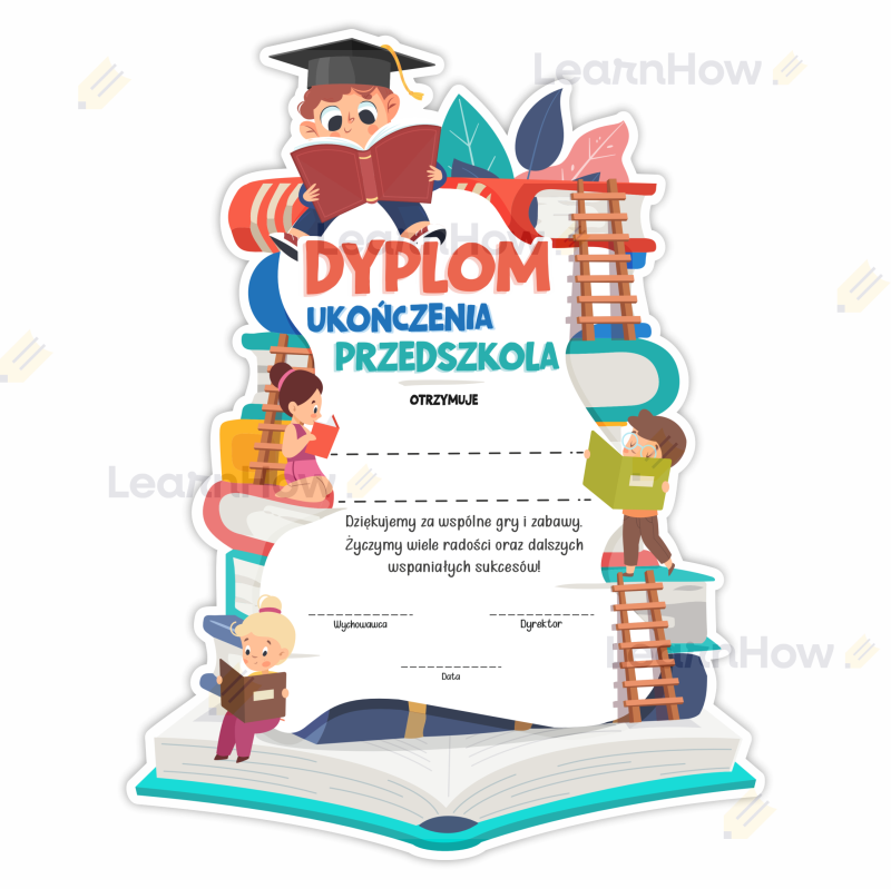 Dyplom kształt książek - dyplom ukończenia przedszkola - Ksiażki.png