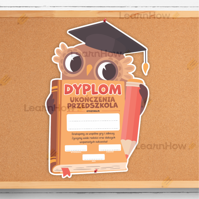 Dyplom wycięty do kształtu - Dyplom w kształcie sowy dla przedszkolaków - ukończenia przedszkola.png
