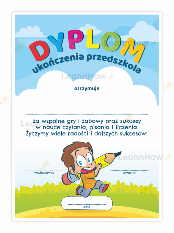 Dyplom ukończenia przedszkola a4 - dyplom chłopiec ołówek do przedszkola.png