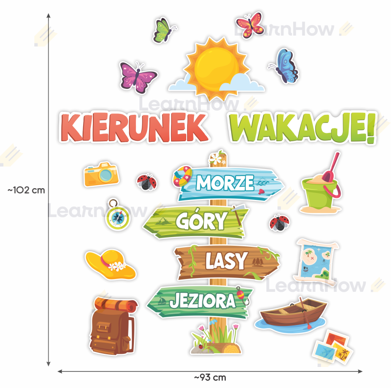 Kierunek Wakacje - bardzo duża dekorcj na zakończennie roku szkolnego powitanie wakacji.png