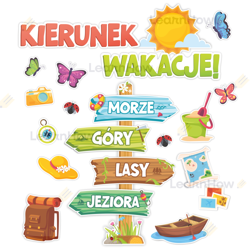 Szkolna dekoracja duża - znak drogowy wakacje - kierunek wakacje dekoracja szkolna przedszkolna.png