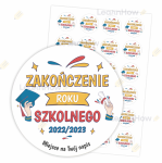 NAKLEJKI ZAKOŃCZENIE ROKU  - ROK SZKOLNY 2022/2023 + NAPIS (48 sztuk, 40mm) 