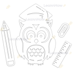 DEKORACJA SZKOLNA  - SOWA WITRAŻ  - DUŻA XL  