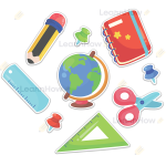 DEKORACJE SZKOLNE  - DUŻE - PRZYBORY SZKOLNE (dwustronne) 