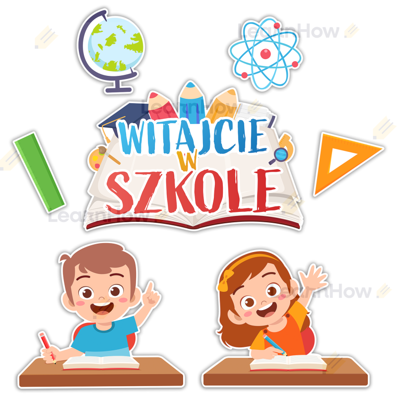 Duży zestaw dekoracja szkolna rozpoczęcie roku szkolnego witajcie w szkole dzieci.png