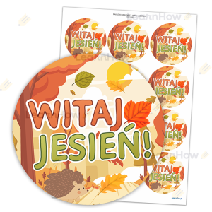 NAKLEJKI JESIEŃ - WITAJ JESIEŃ 02 (24 sztuki, 60mm)