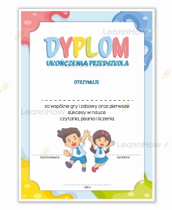 DYPLOM UKOŃCZENIA PRZEDSZKOLA - KOLORY